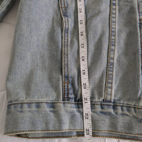 Savanna Jane Jean Jacket Women's Large Distressed Embroidered Pink Stars Sequins - Picture 16 of 16